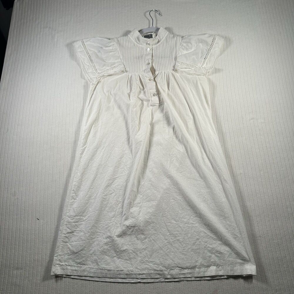 Judith Ritter Barbizon Boutique White Cotton Prairie Dress Lace Trim Small